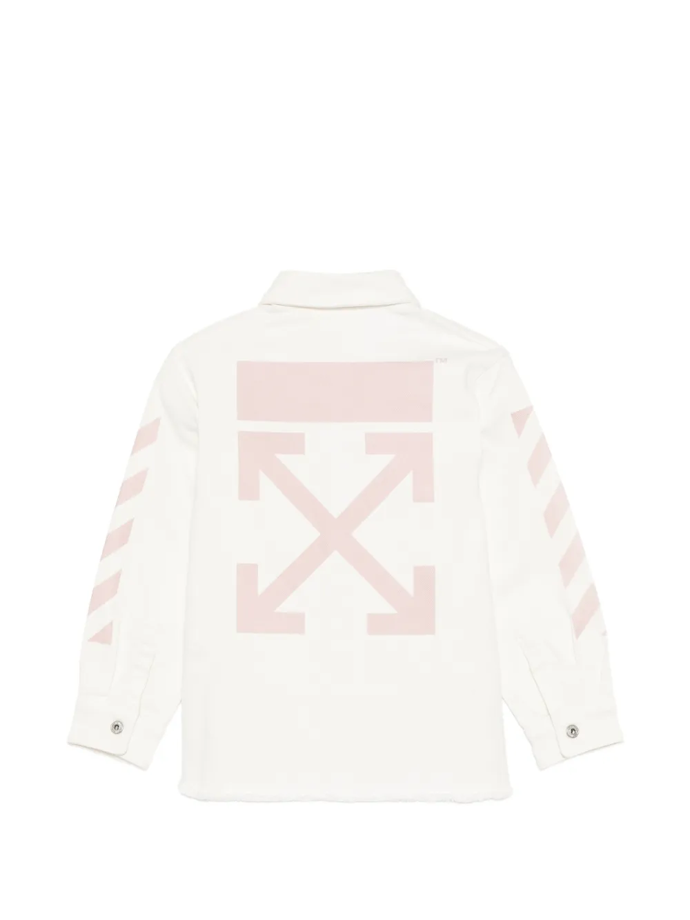 Off-White Kids Diagonals spijkerjack met gerafelde afwerking Wit