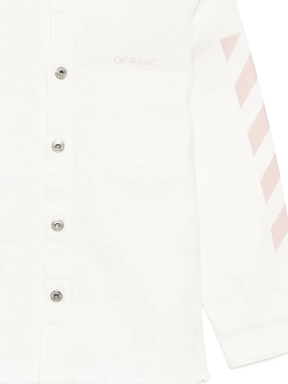 Off-White Kids Diagonals spijkerjack met gerafelde afwerking Wit