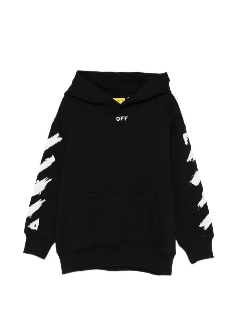 Off-White Kids Diagonals-print logo-print hoodie