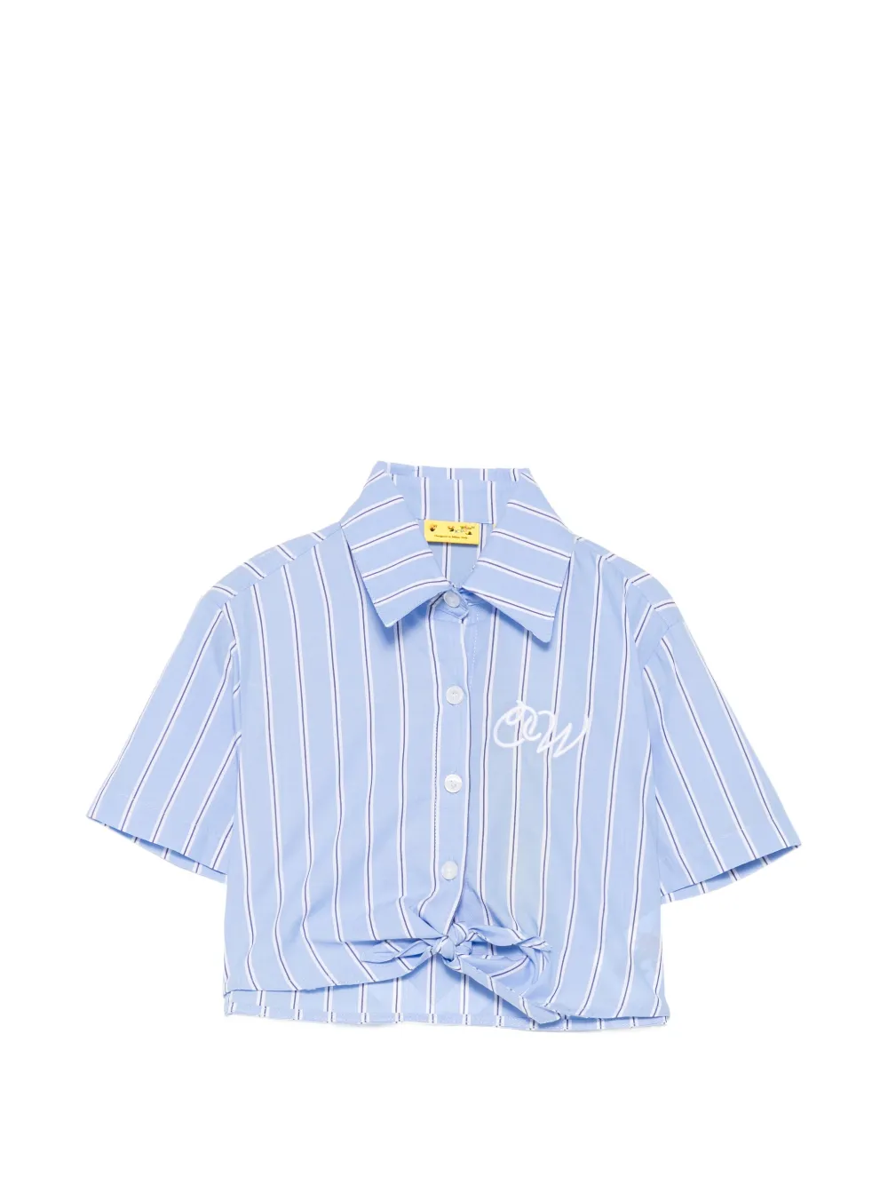 Off-White Kids striped tie-front shirt - Blau