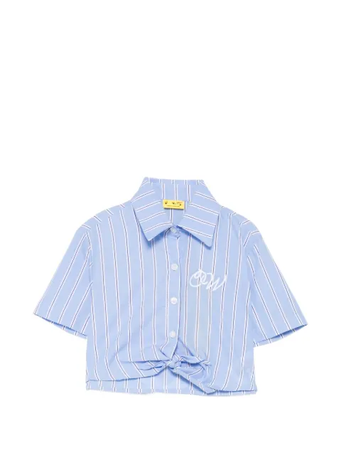 Off-White Kids striped tie-front shirt