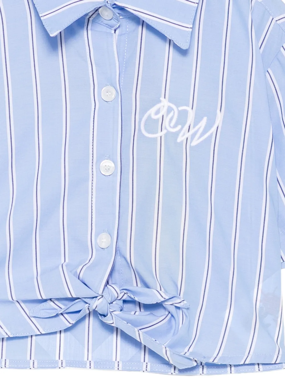 Off-White Kids Gestreept shirt met gestrikte voorkant Blauw