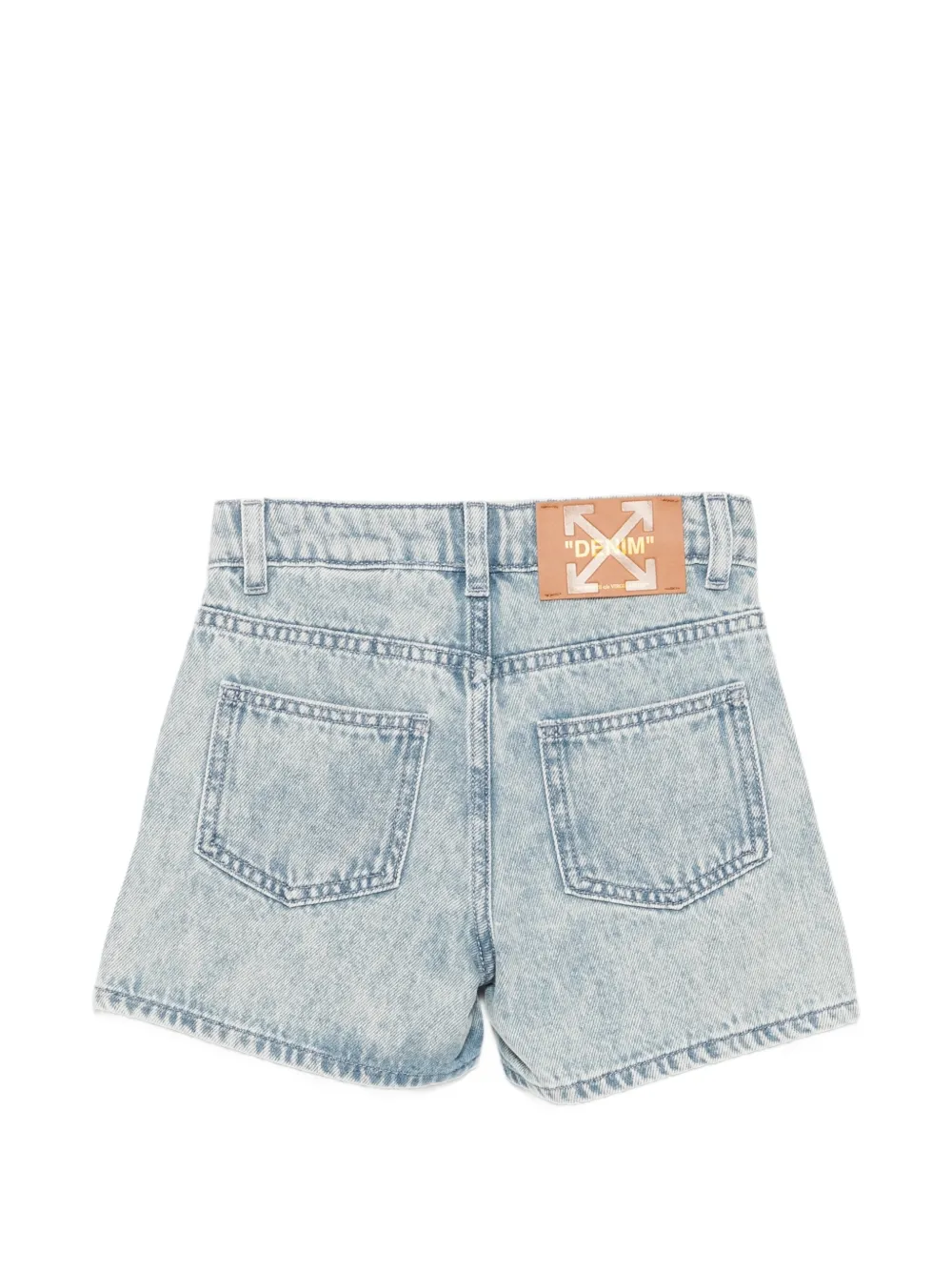 Off-White Kids Spijkershorts met logoprint Blauw