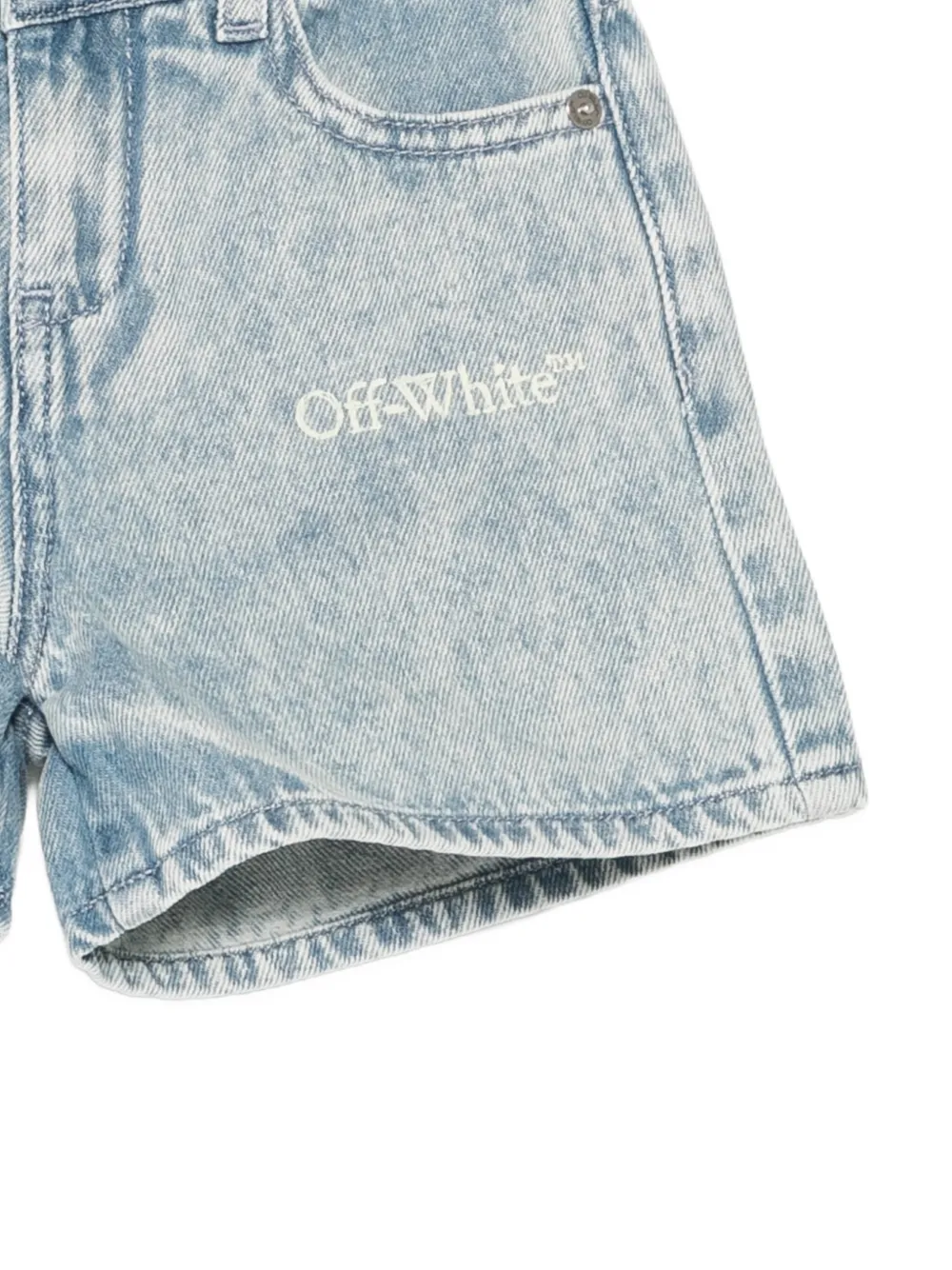 Off-White Kids Spijkershorts met logoprint Blauw