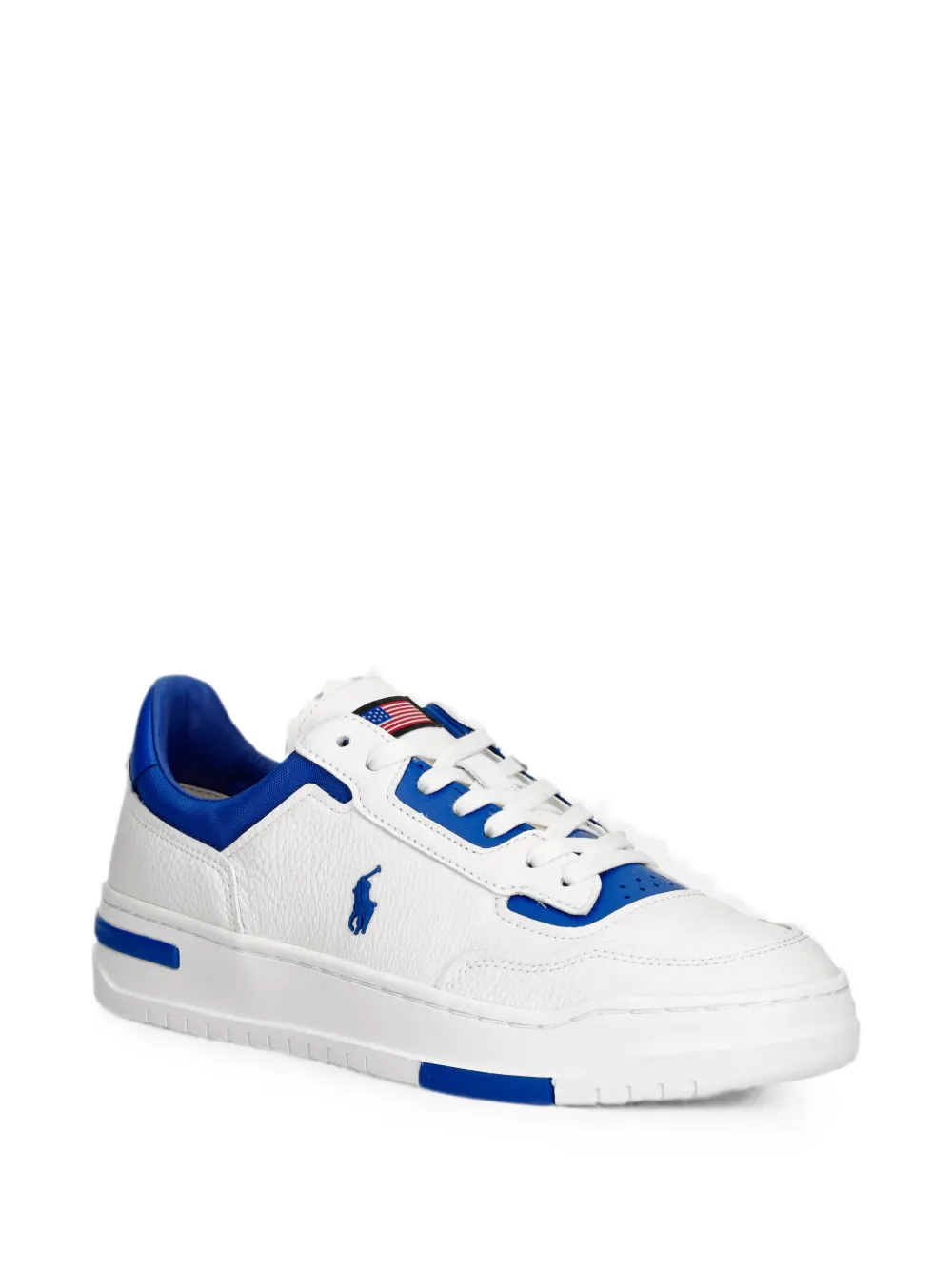 Polo Ralph Lauren logo-embroidered pebbled leather sneakers Wit