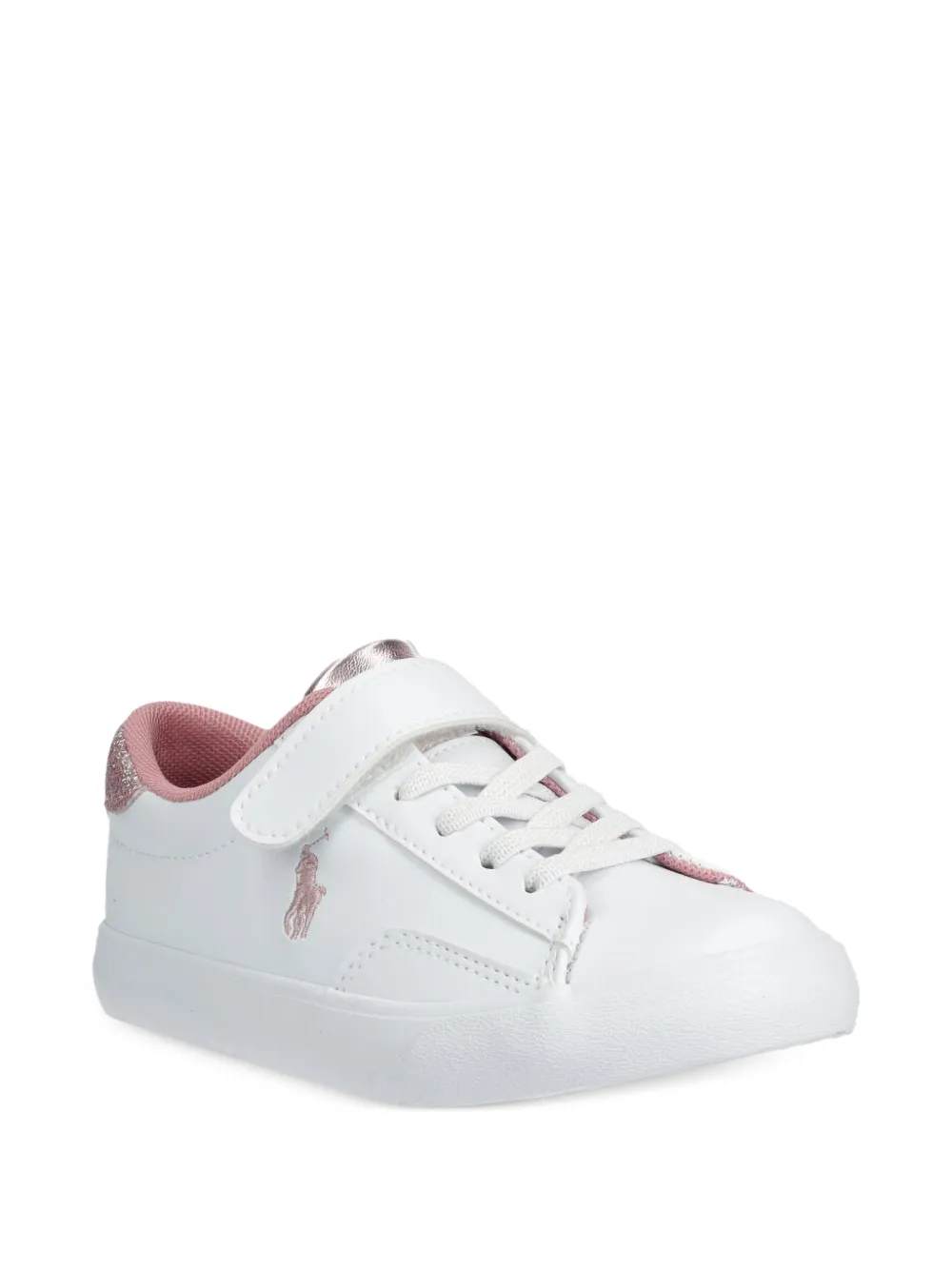 POLO RALPH LAUREN KIDS glitter-detail touch-strap sneakers - Weiß