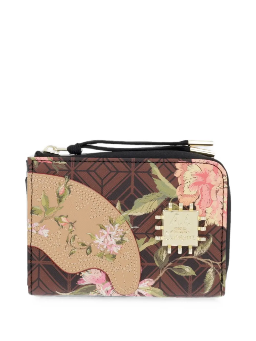 Sprayground floral-print geometric-pattern wallet - Marrone