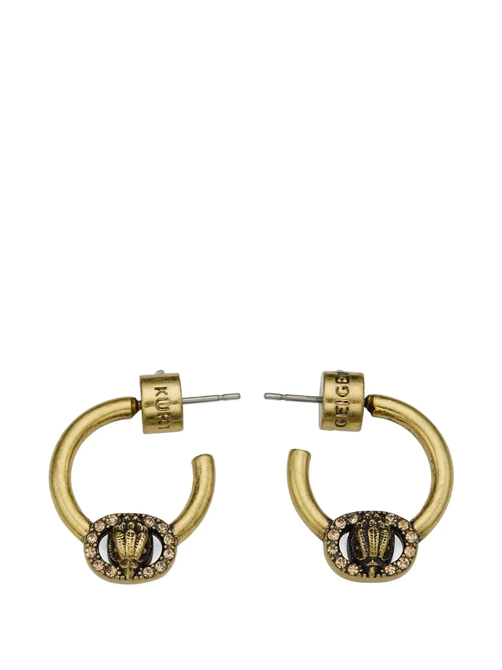 Kurt Geiger London Chelsea eagle-head crystal-embellished hoop earrings - Oro
