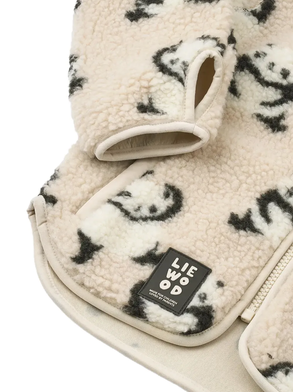 Liewood Nolan panda-print fleece jacket Beige