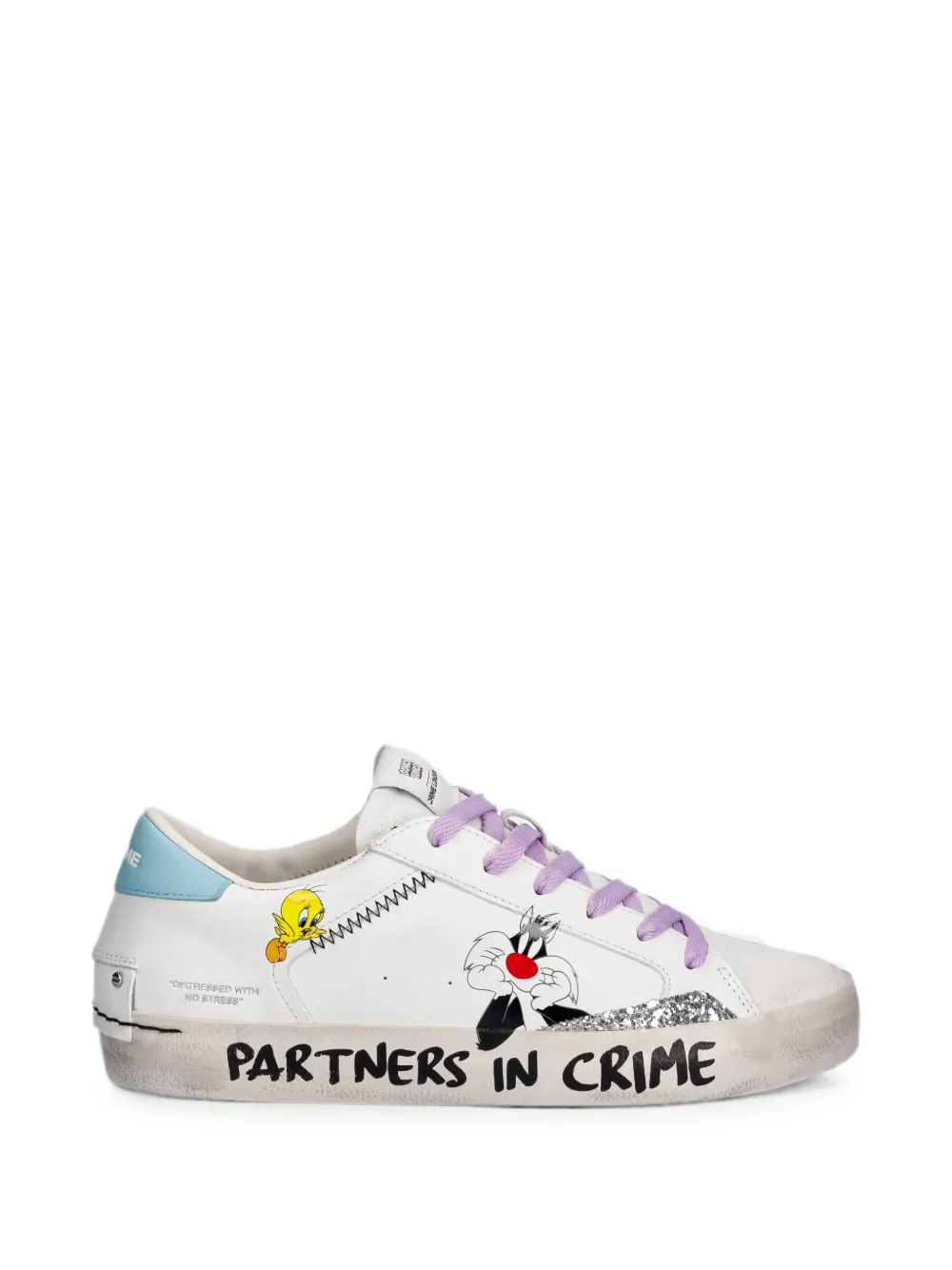 Crime London x Looney tunes graphic-print glitter-detail sneakers Wit