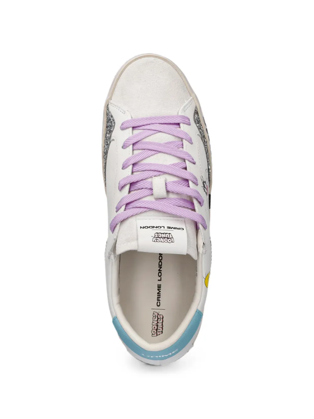 Crime London x Looney tunes graphic-print glitter-detail sneakers Wit