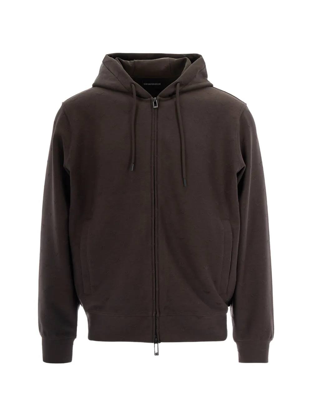 Emporio Armani Eagle jacquard hoodie - Brown