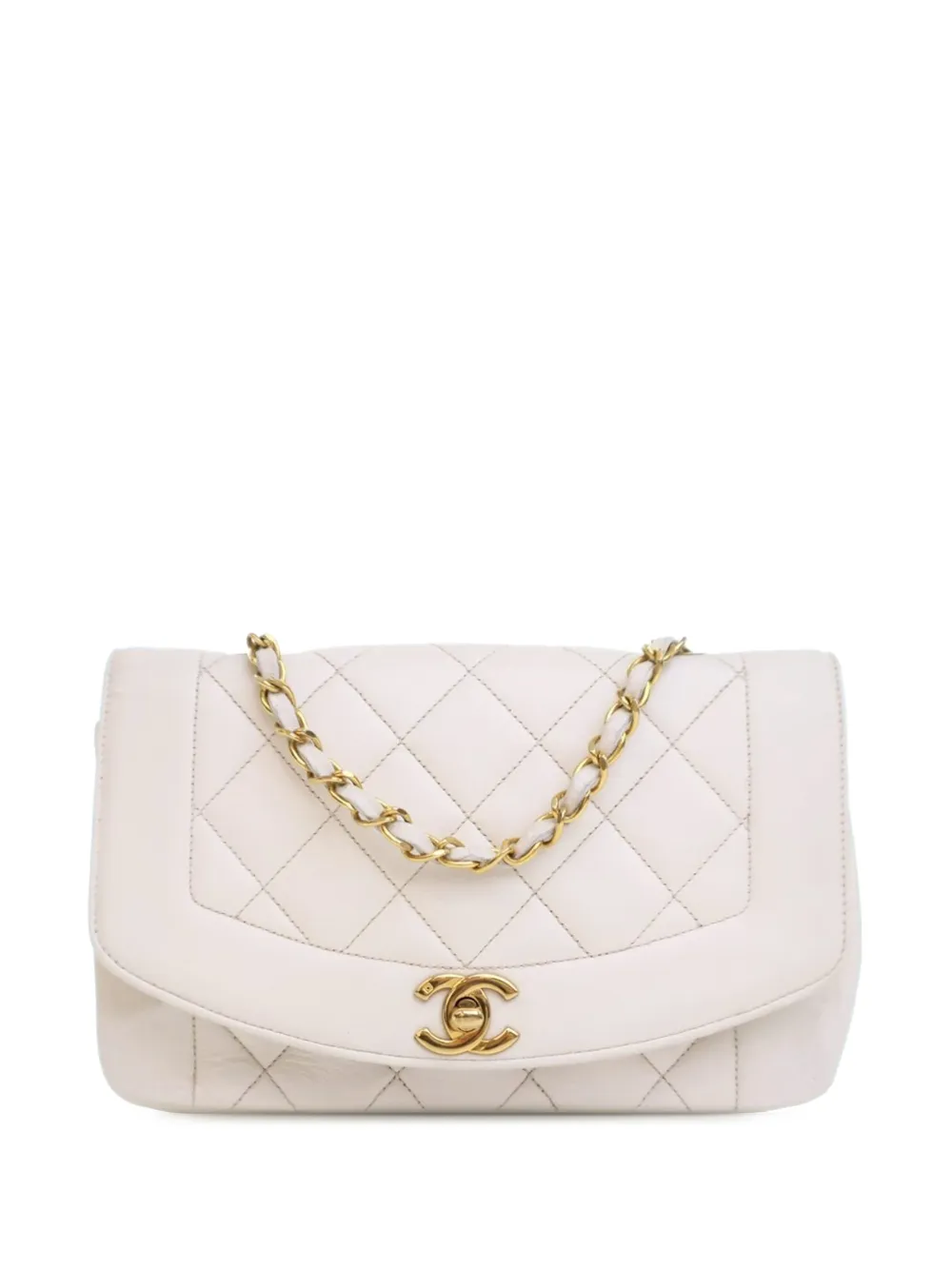 CHANEL Pre-Owned 1991-1994 Small Lambskin Diana Flap crossbody bag - White