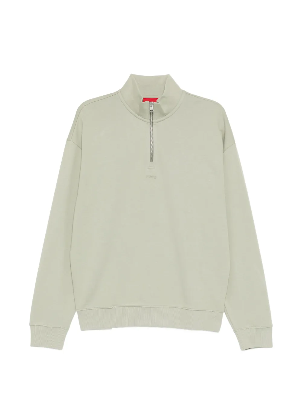HUGO quarter-zip logo-embroidered sweater - Grün