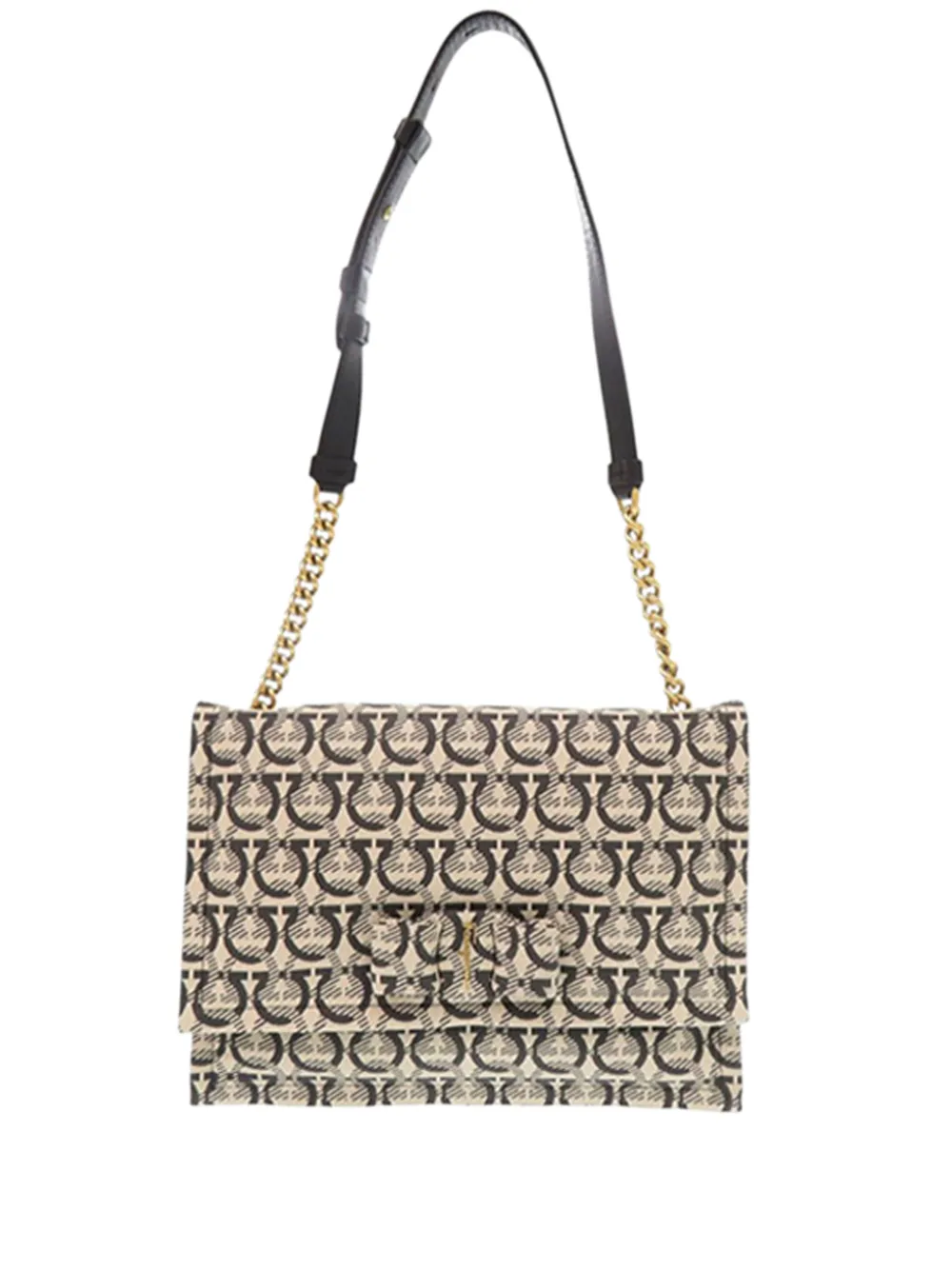 Ferragamo Pre-Owned 2010-2026 Gancini Canvas Viva Bow shoulder bag - Toni neutri