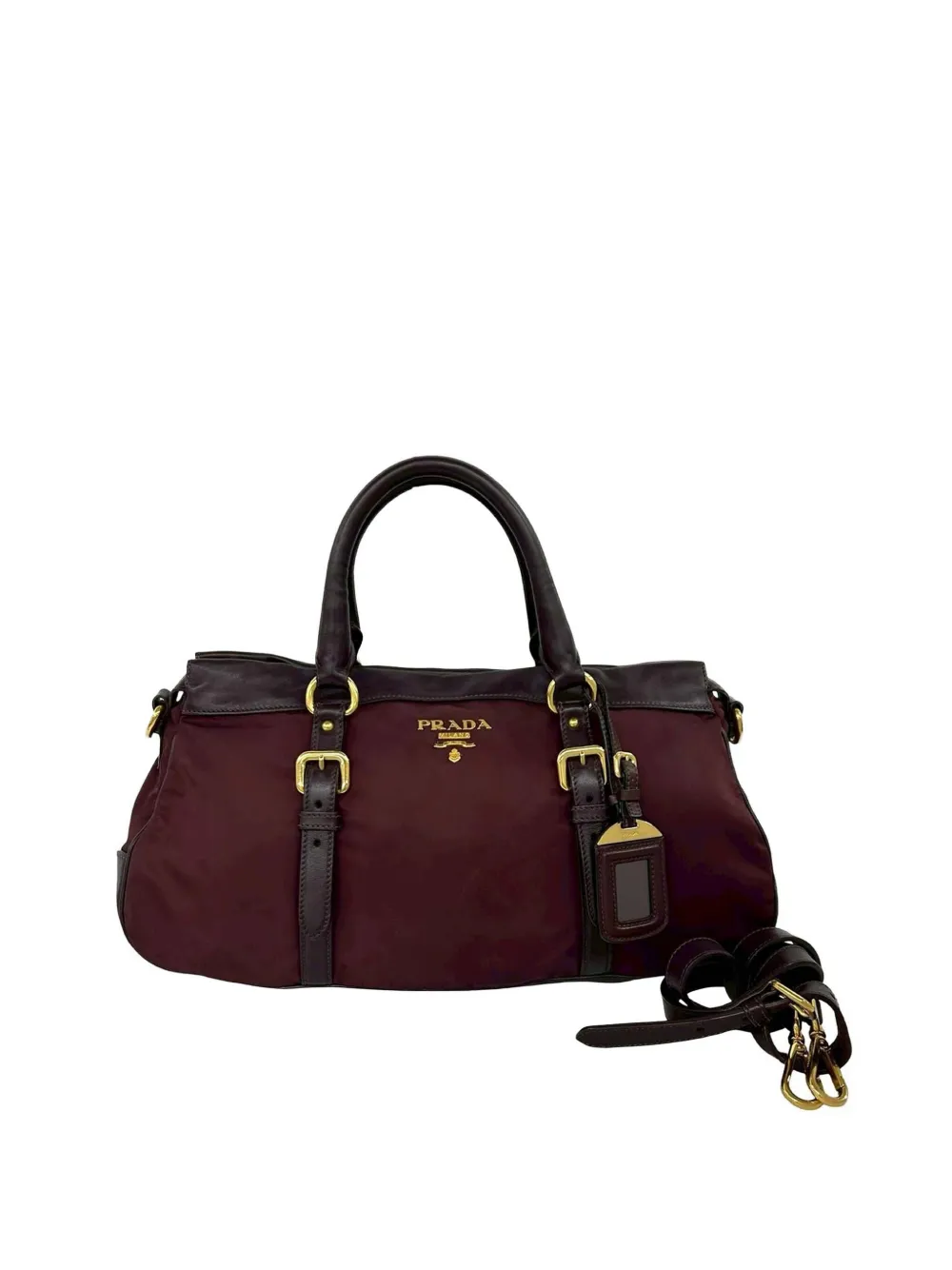 Prada Pre-Owned 2010-2026 Soft Calf Trimmed Tessuto Zip Top satchel - Rosso