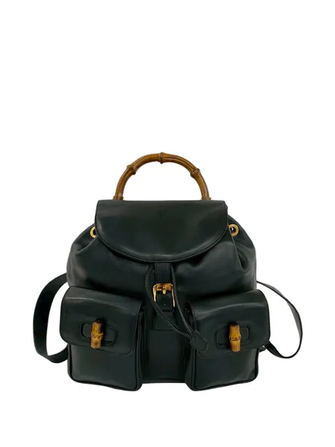 Gucci Pre-Owned mochila de piel de becerro y bambú con cordones del siglo XX
