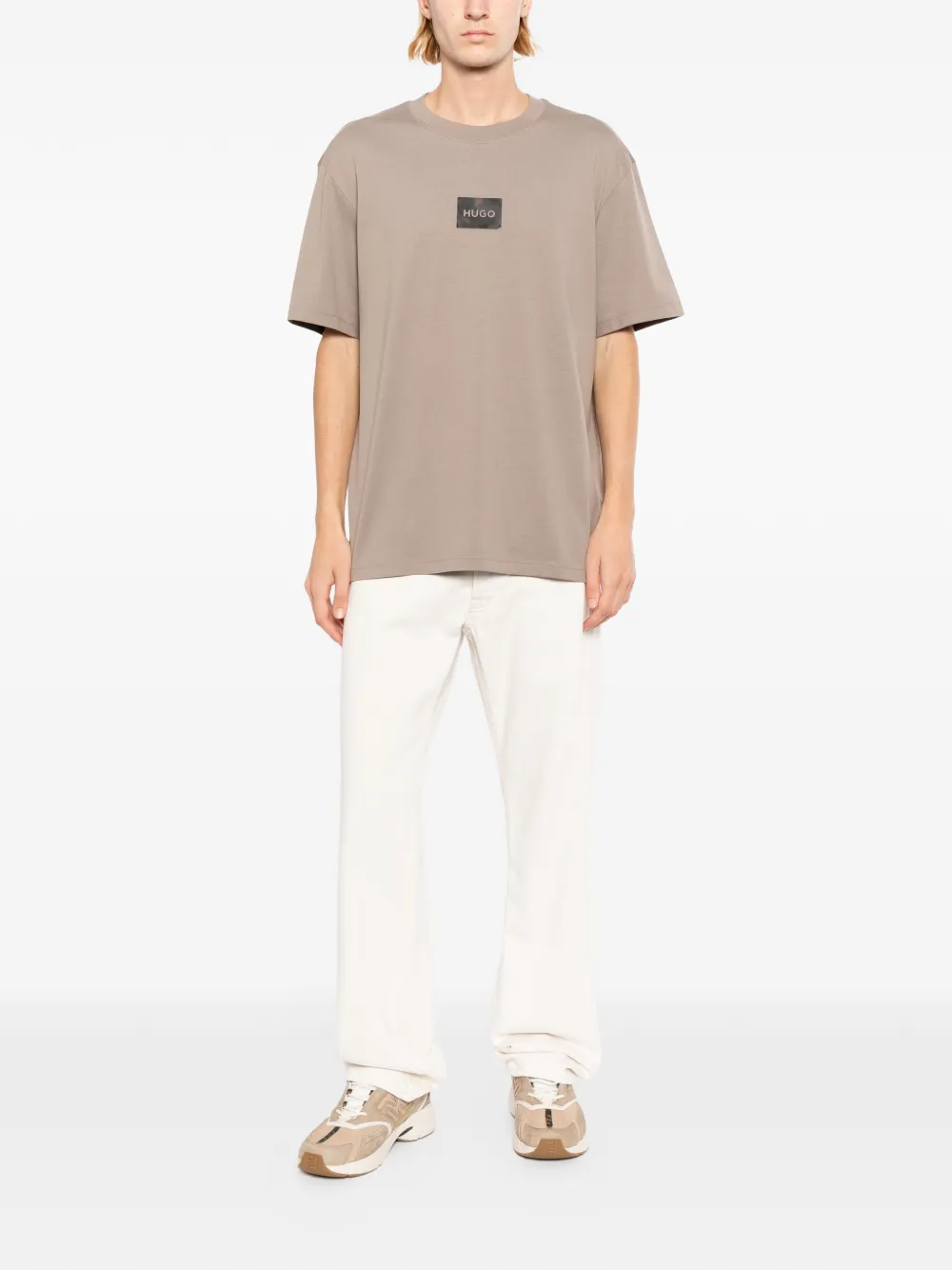 HUGO T-shirt met logopatch Beige