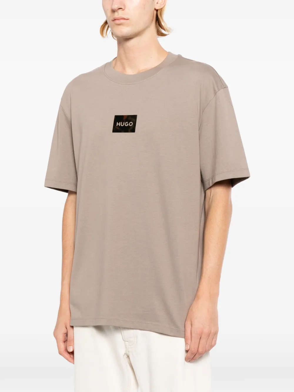 HUGO T-shirt met logopatch Beige