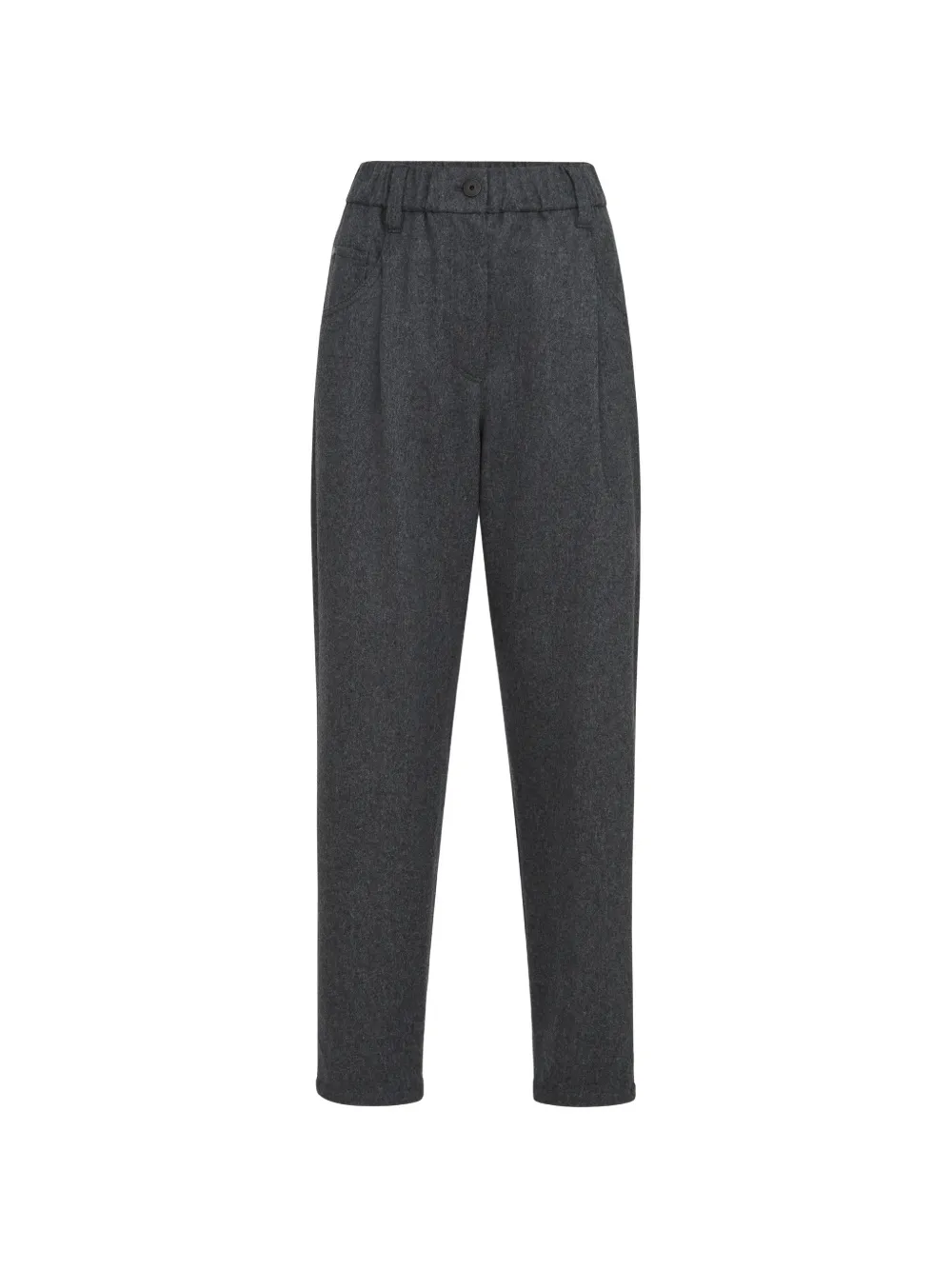 Brunello Cucinelli wool-flannel baggy trousers with monili - Grey