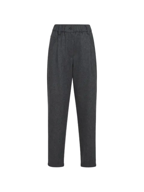 Brunello Cucinelli pantalon baggy en laine-flanelle avec monili