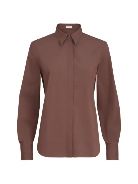 Brunello Cucinelli camisa de popelina con cuello brillante