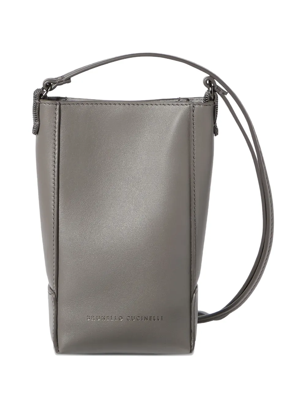 Brunello Cucinelli Pouch per smartphone BC Duo in pelle di vitello con motivo Monili - Grigio