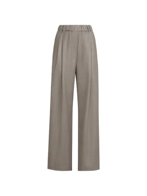 Brunello Cucinelli sparkling virgin-wool pinstripe track trousers with monili