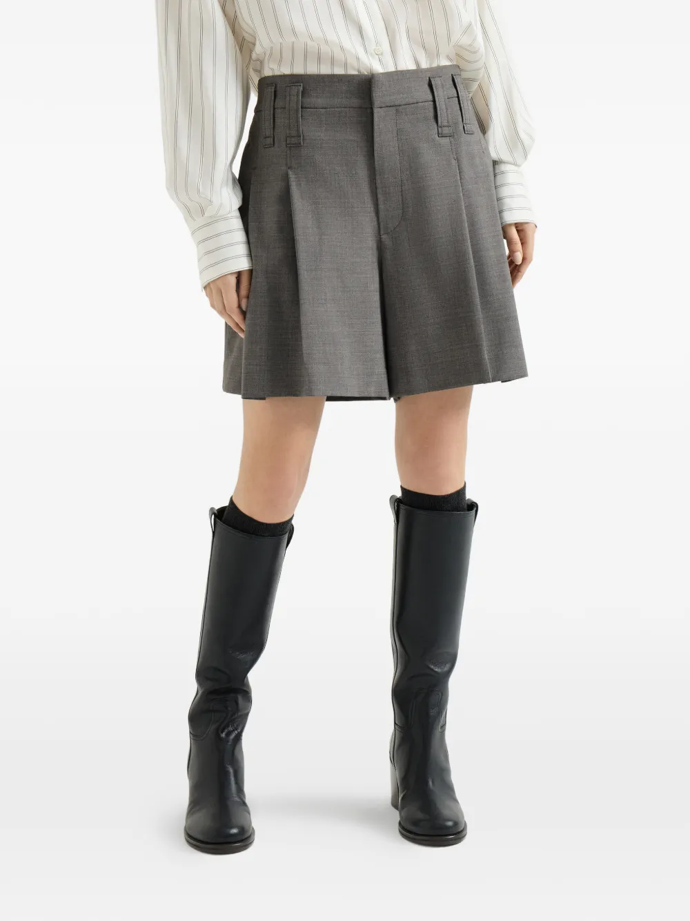 Brunello Cucinelli Wollen formele shorts met Monili Grijs