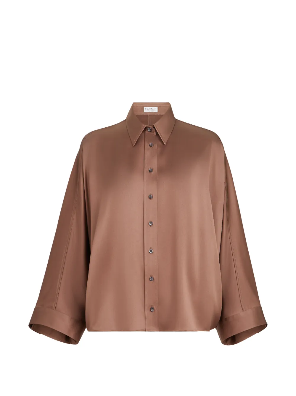 Brunello Cucinelli stretch silk satin shirt with Monili - Braun