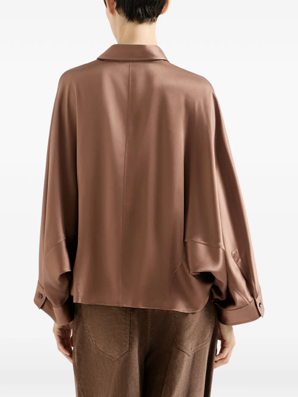 Brunello Cucinelli Stretch zijden satijnen blouse Bruin