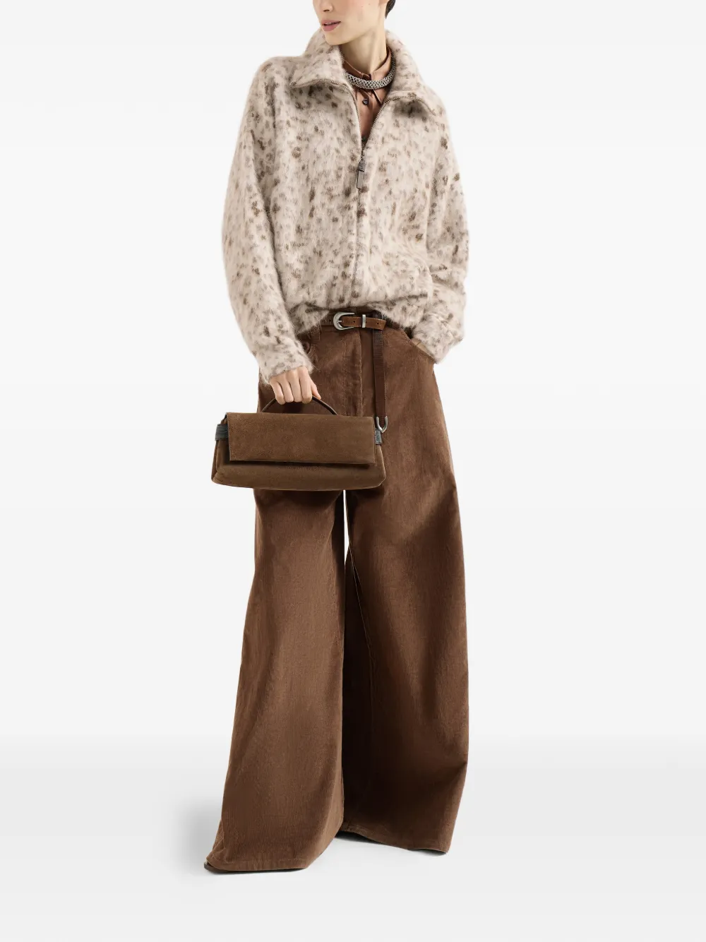 Brunello Cucinelli Stretch zijden satijnen blouse Bruin