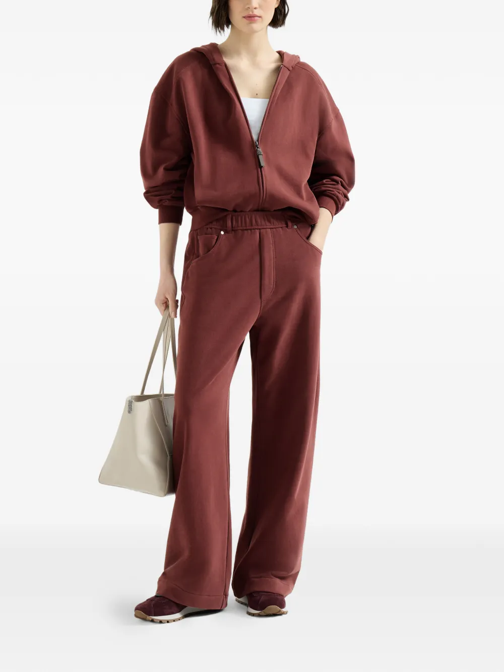 Brunello Cucinelli Katoenen badstof broek Rood