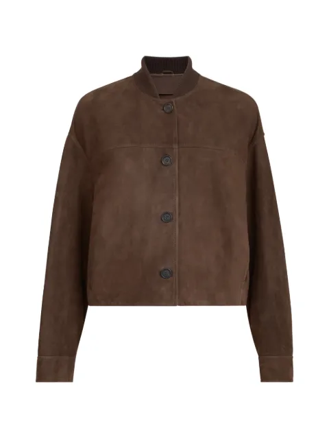 Brunello Cucinelli Giacca in pelle scamosciata con decorazione Monili