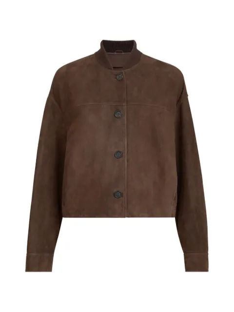 Brunello Cucinelli couture suede outerwear jacket with Monili