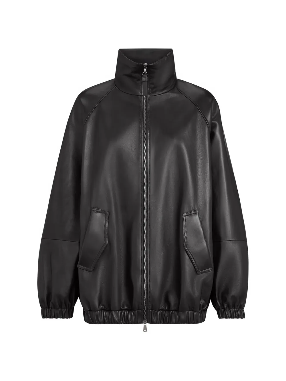 Brunello Cucinelli Nappa leer bomberjack met Monili Zwart