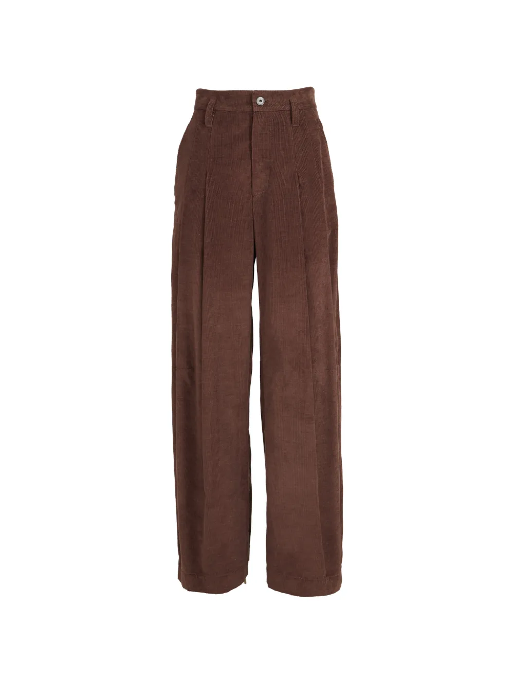 Brunello Cucinelli Pantaloni baggy a coste in cashmere e cotone elasticizzato a coste con cinque tasche - Marrone
