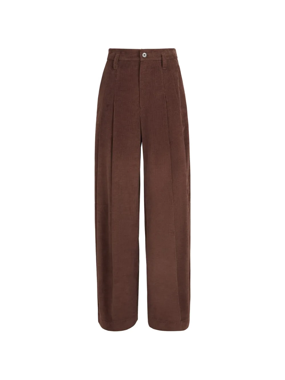 Brunello Cucinelli Stretchkatoen en kasjmier ribfluwelen baggy broek met monili Bruin