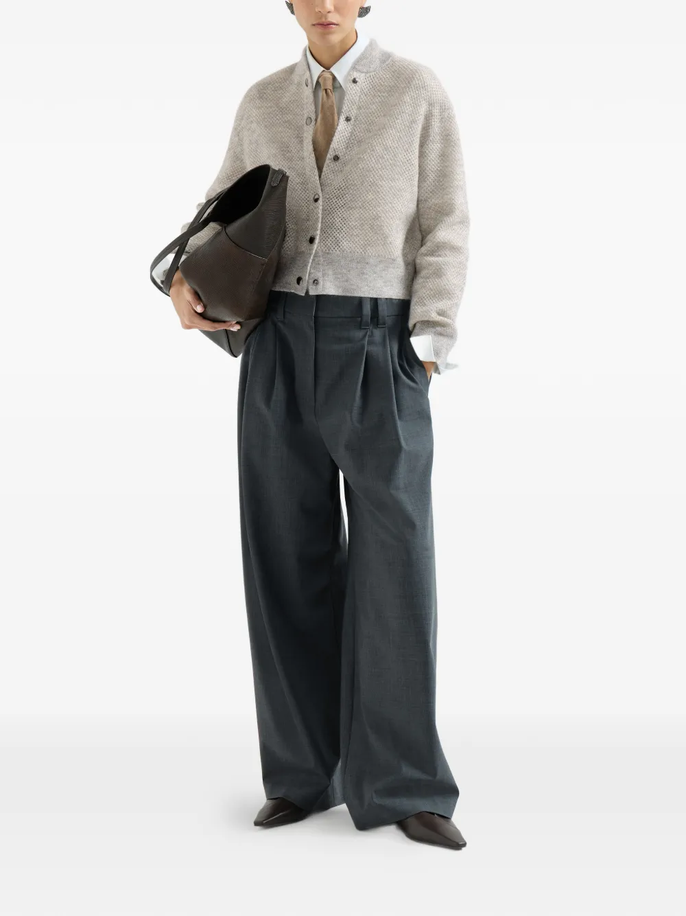 Brunello Cucinelli Mohair dubbelgebreid vest Grijs