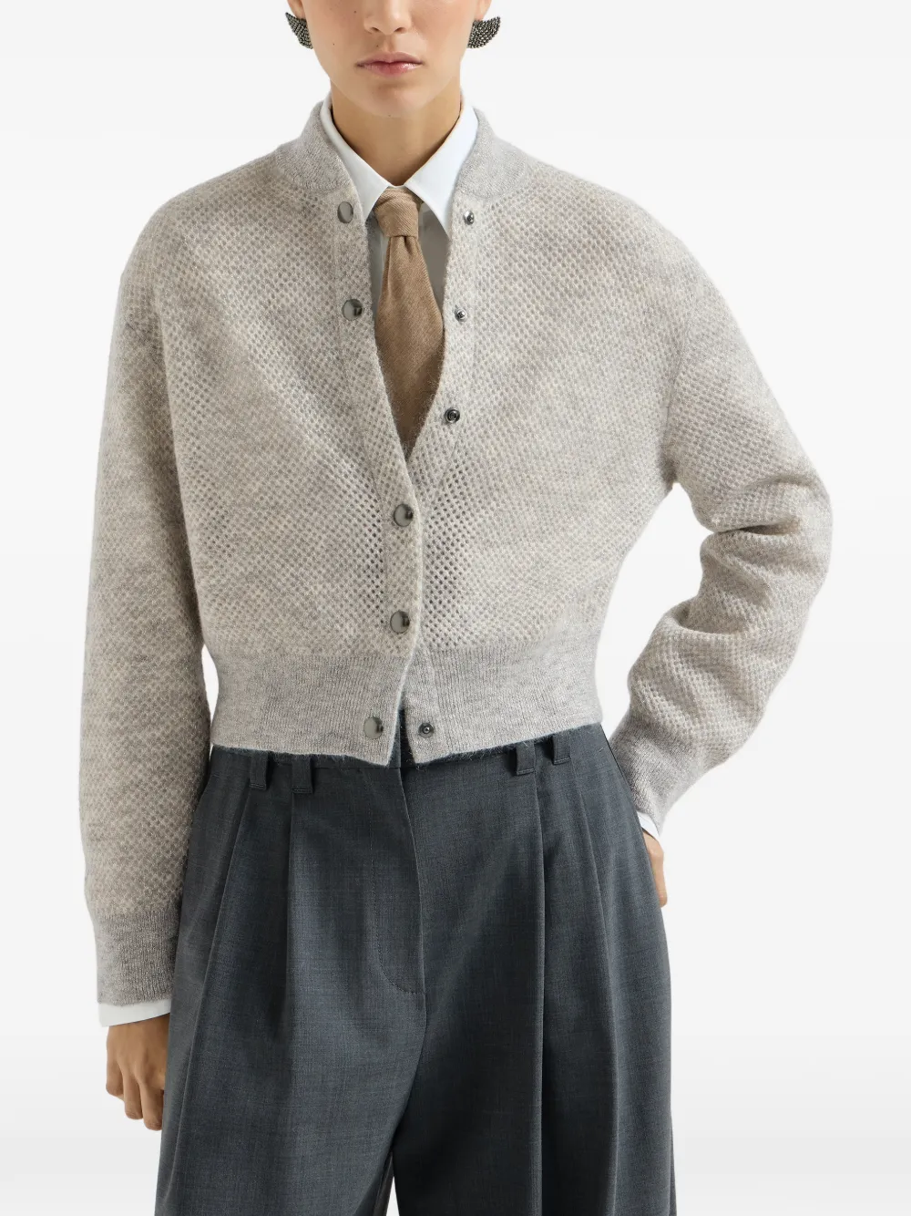 Brunello Cucinelli Mohair dubbelgebreid vest Grijs