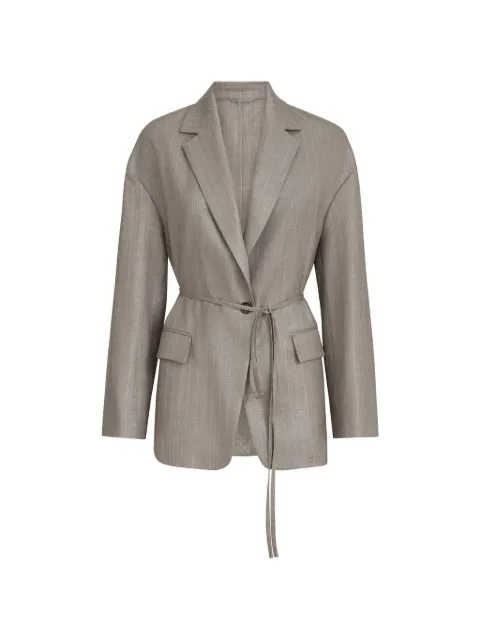 Brunello Cucinelli sparkling virgin-wool pinstripe blazer with monili