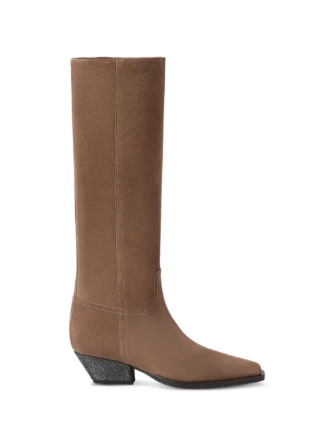 Brunello Cucinelli suede boots with precious heel