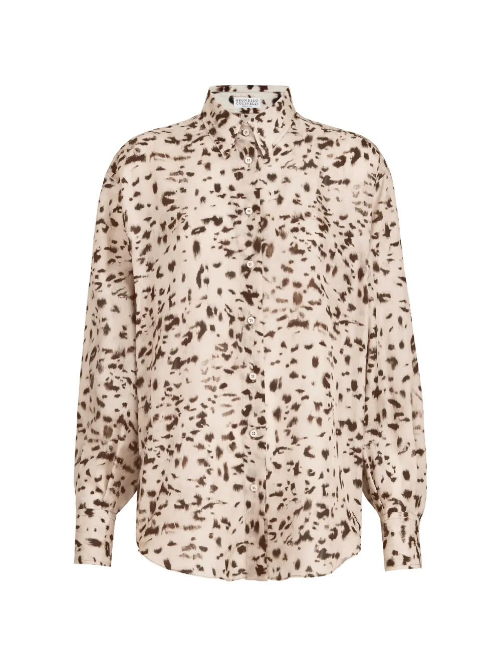 Brunello Cucinelli lynx-print Monili-embellished shirt - Nude