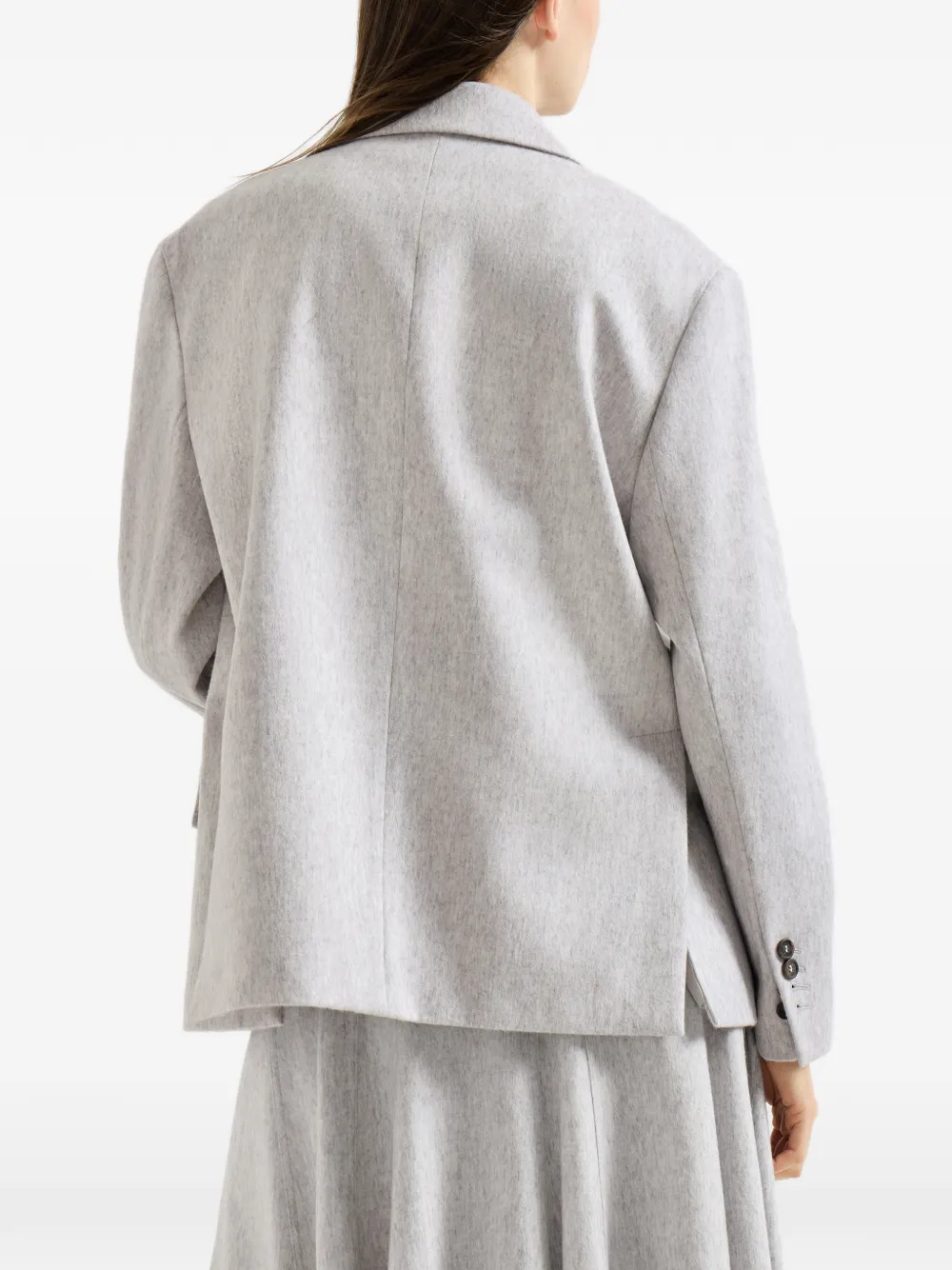 Brunello Cucinelli Wollen flanellen blazer met Monili Grijs