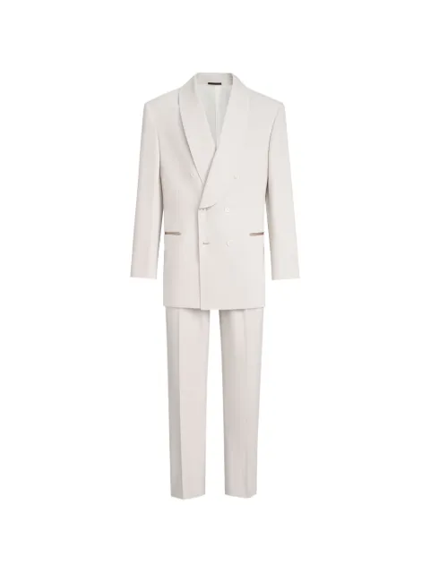 Brunello Cucinelli Délavé silk twill tuxedo with one-and-a-half breasted blazer with shawl lapel and trousers with double pleats