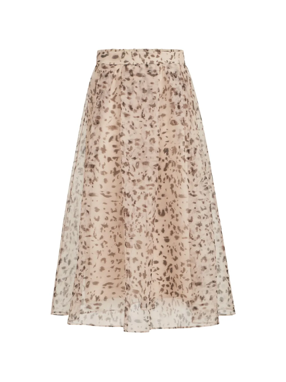 Brunello Cucinelli lynx-print silk organza pleated skirt - Toni neutri