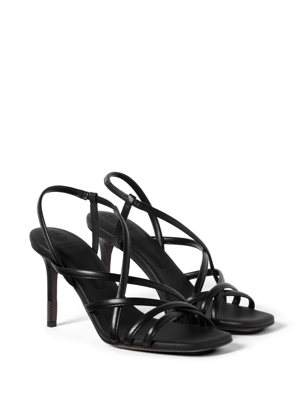 Brunello Cucinelli Sandalen met kalfsleren hakken en decoratieve details Zwart