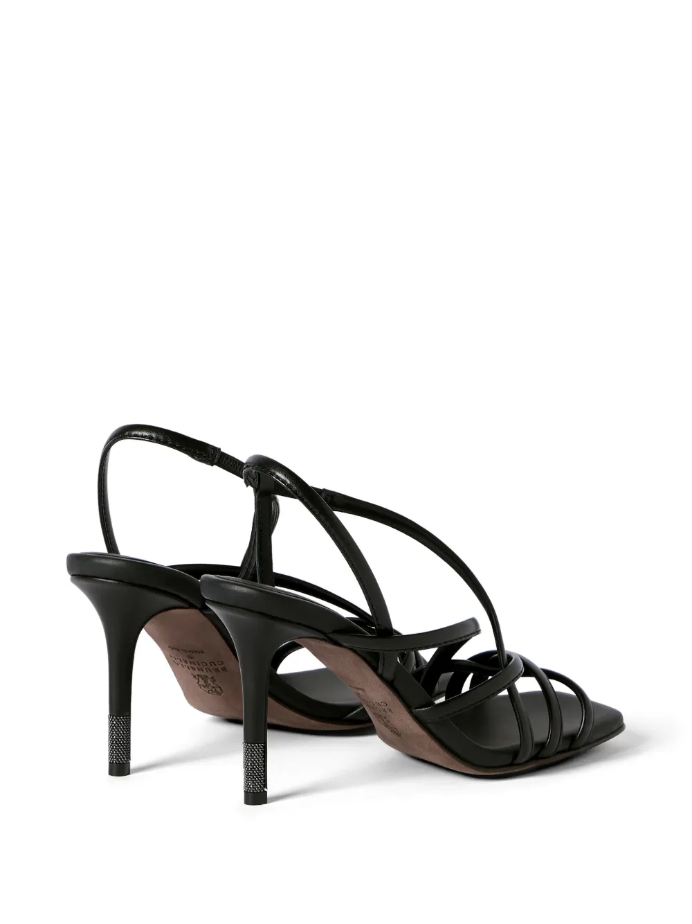 Brunello Cucinelli Sandalen met kalfsleren hakken en decoratieve details Zwart
