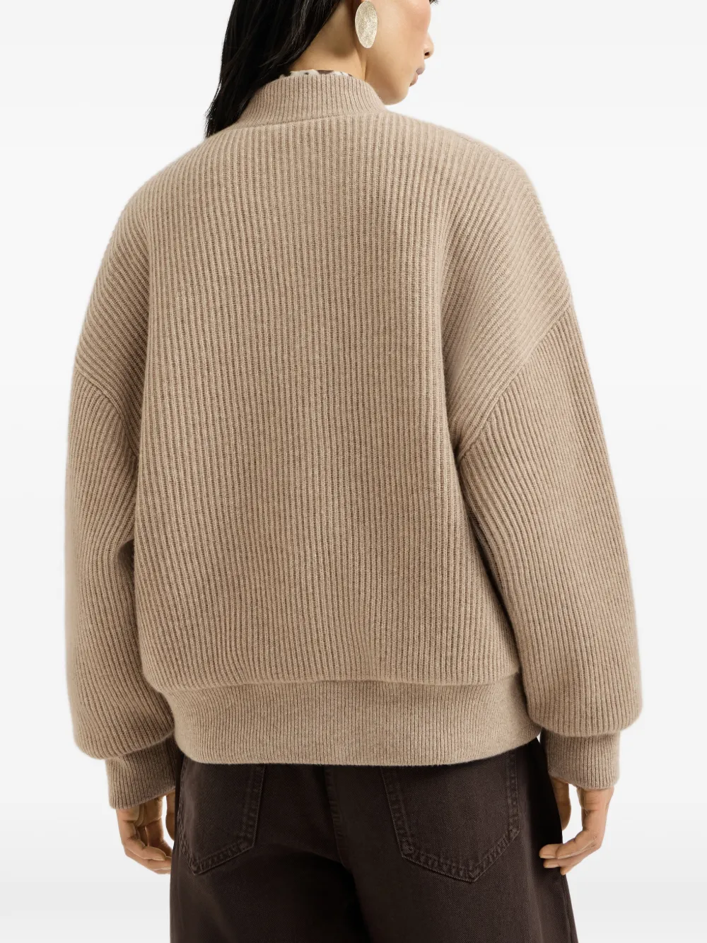 Brunello Cucinelli Kasjmier Engels ribgebreide bomberjack met Thermore vulling Beige