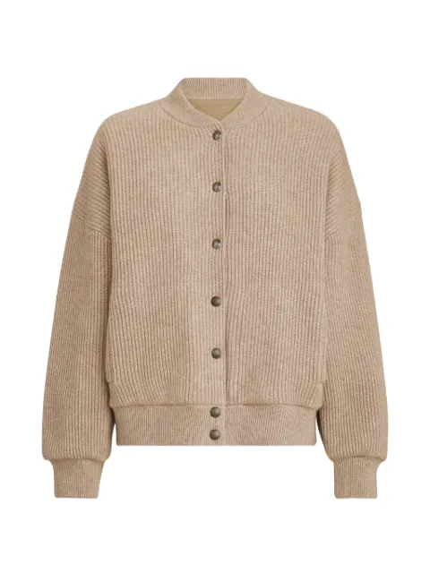 Brunello Cucinelli chamarra bomber de cachemira tejida de canalé con capitonado Thermore®